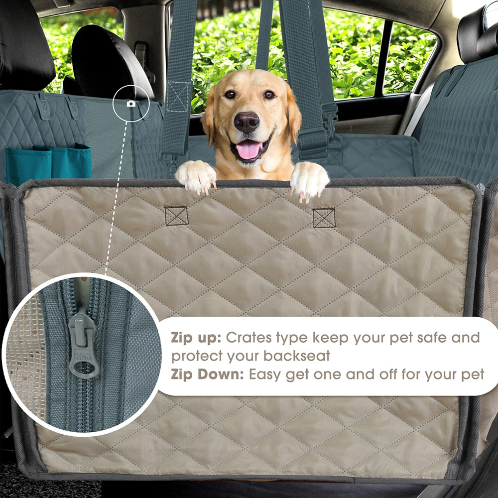 Dog Car Seat Cover View Mesh Waterproof Pet Carrier Car Rear Back Seat Mat Hammock Cushion Protector With Zipper And Pockets