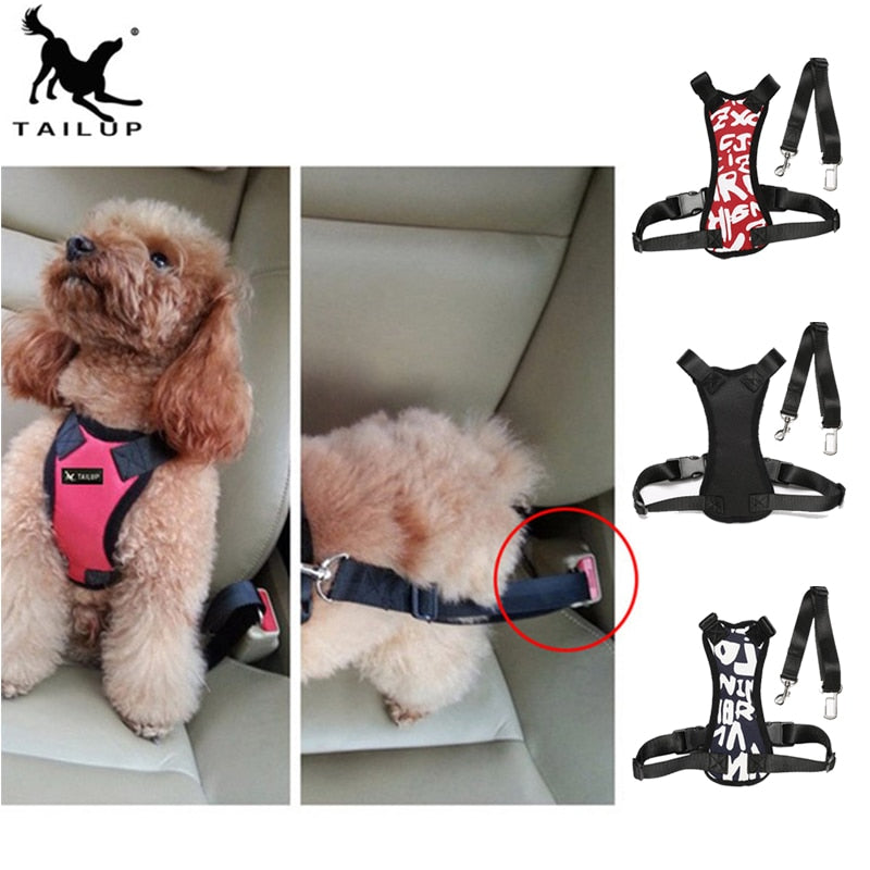 [TAILUP]Auto Dog Car Harness Safety Belt for Small Large Dogs Car Seat Belt Strap Pet Vest Chihuahua Dog Harness Leads py0005