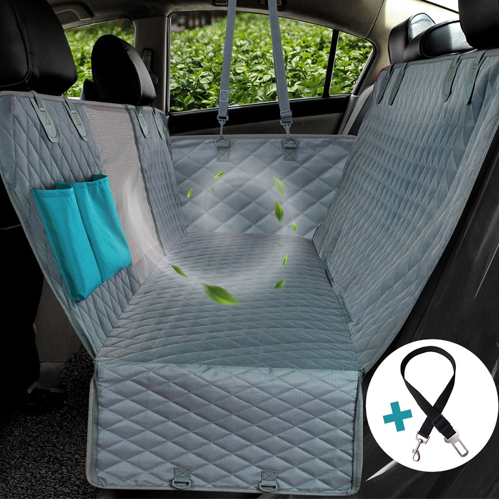 Dog Seat Covers with Mesh Visual Window 100% Waterproof for Back Seat with Storage Pockets - Washable and has Hammock for Cars Trucks and SUVs